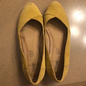 Toms Julie Marigold Mustard Suede Slip On Flat Shoes